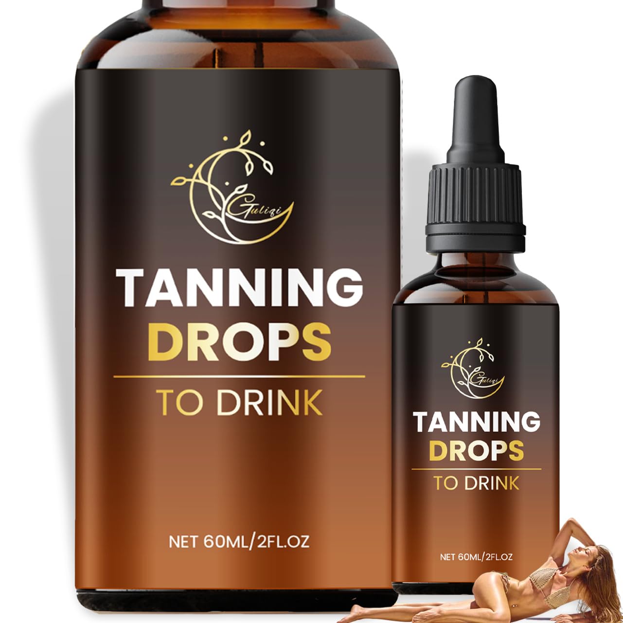 tanning drops to drink — sunless drinkable tanning drops, promotes natural skin tone, nourishing and moisturizing (60ml, 1 bottle)