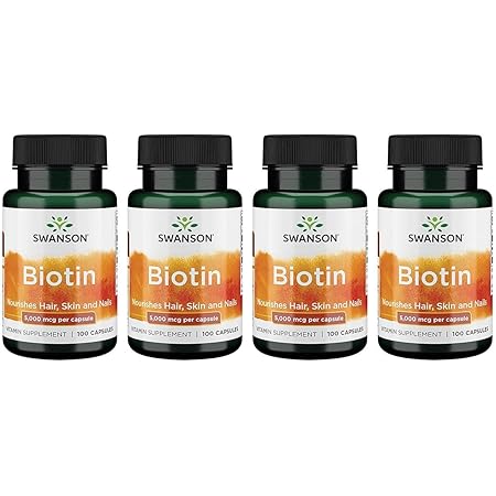 Swanson Biotin 5,000 mcg 100 Caps 4 Pack