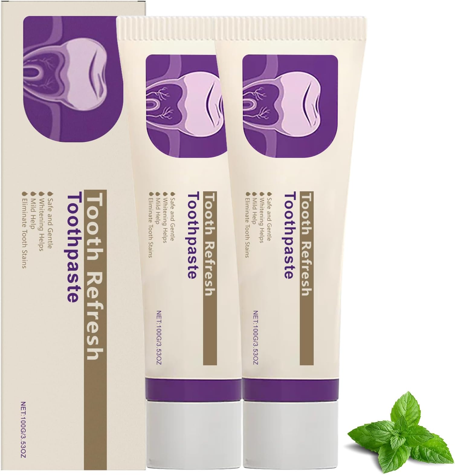 Tooth Refresh Toothpaste, Fresh Breath Toothpaste, Natural Oral Care & Enamel Repair, Helps Remove Coffee, Tea & Wine Stain(2PCS)