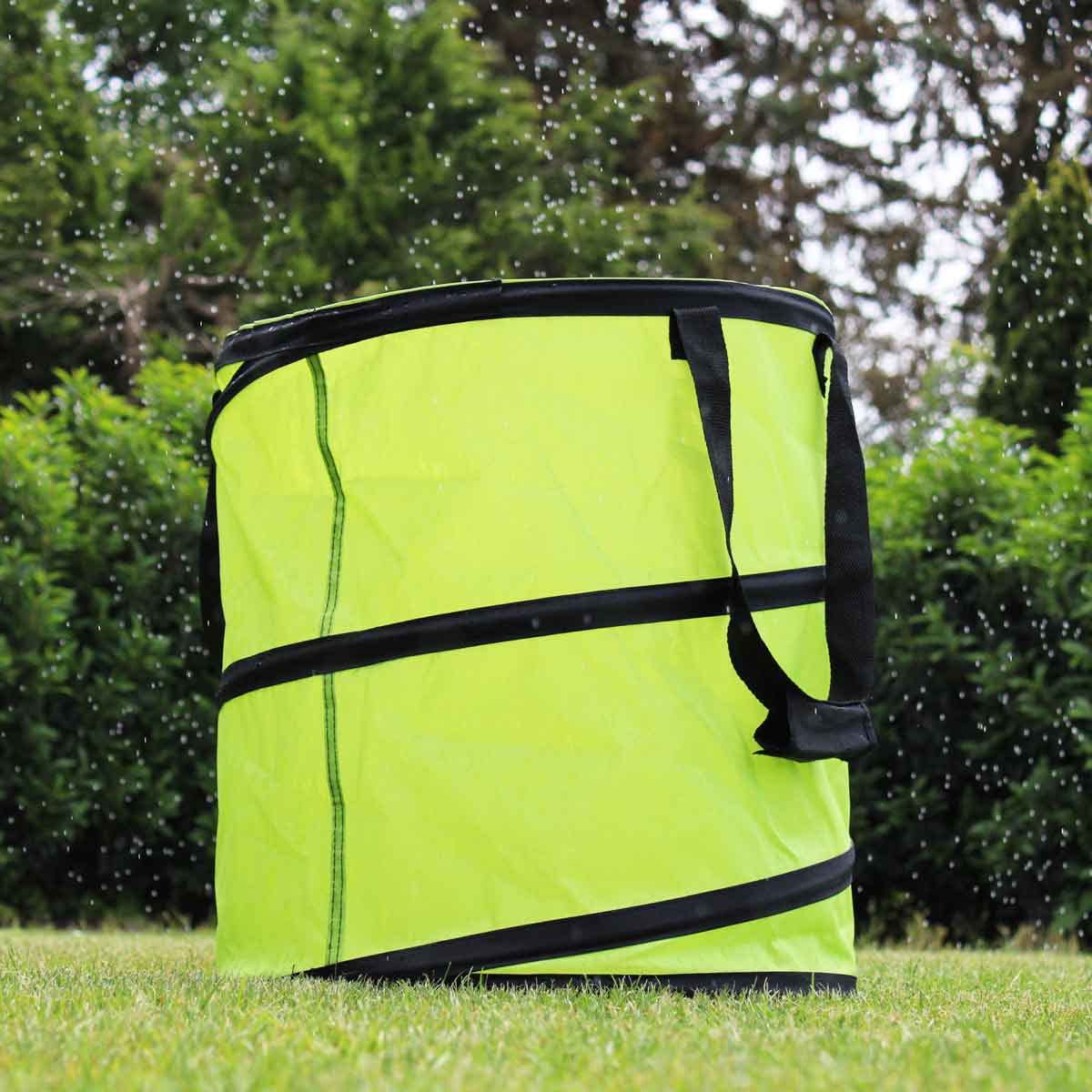 Rekord Laubsack Set 2-teilig stabil Wasserabweisend (Grün) mit Pop Up Technik, Gartensack, Abfallsack, Gartenabfallsack, Gartentasche, Gartenmüllsack, Korb