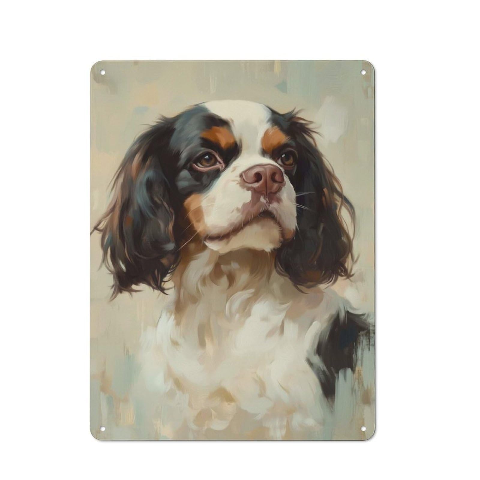 Junmoney Cavalier King Charles Span Retro Metal Plaque 40X30cm For Guest Room Or Hallway, Housewarming Present For People Styling Guest Room And Hallway