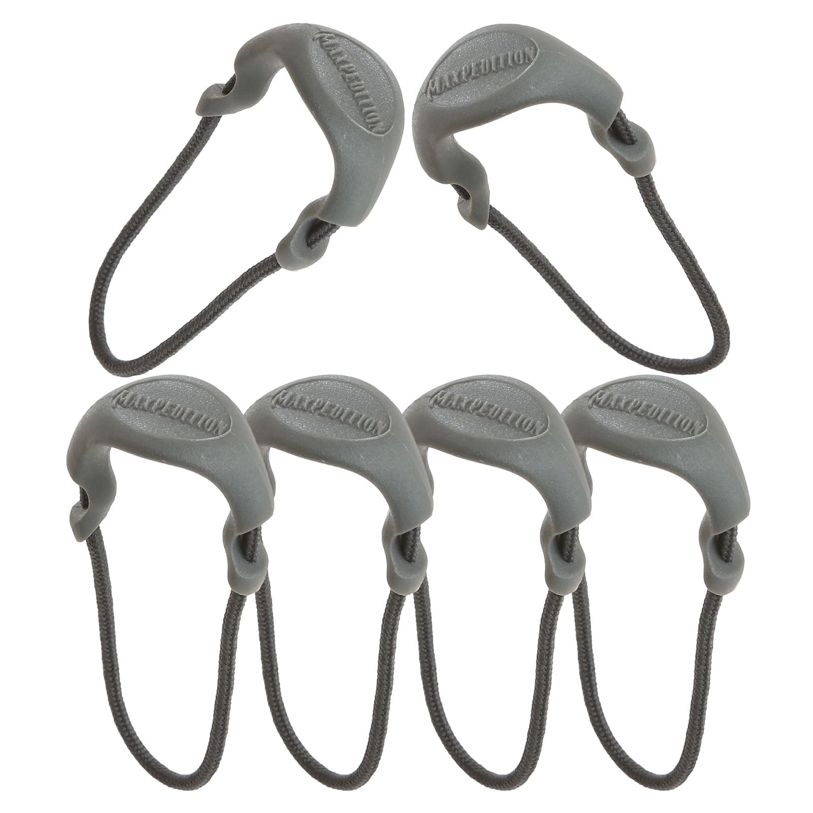 MaxpeditionPositive Grip Zipper Pulls (Small, Gray) Pack of 6, Zipper Pull Replacement for Tactical Backpack, EDC Pouch, Bug Out Bag & Luggage, Sling Pull Tab, PZSGRY