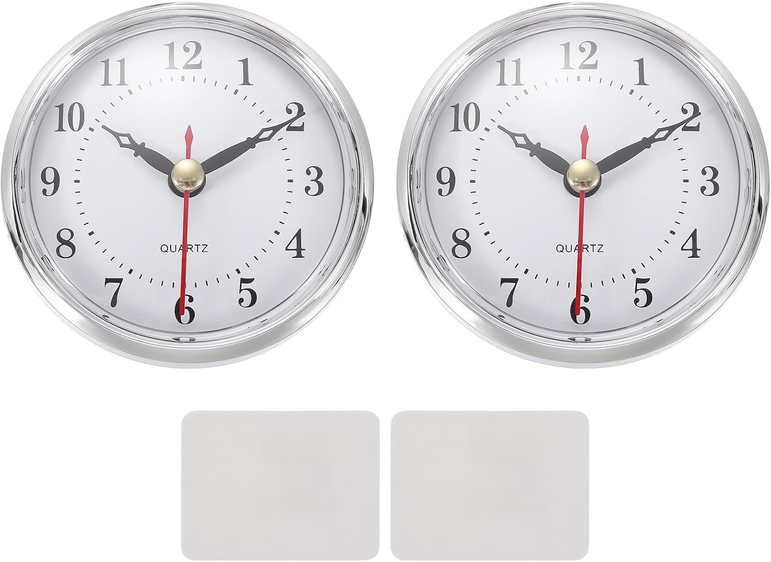 PATIKIL 2 Set Classic Clock Movement, 3.1 Inch/80mm Quartz Movement Insert for Office Home Decor Replacement DIY, Silver (Arabic Numerals,Carved Plastic)