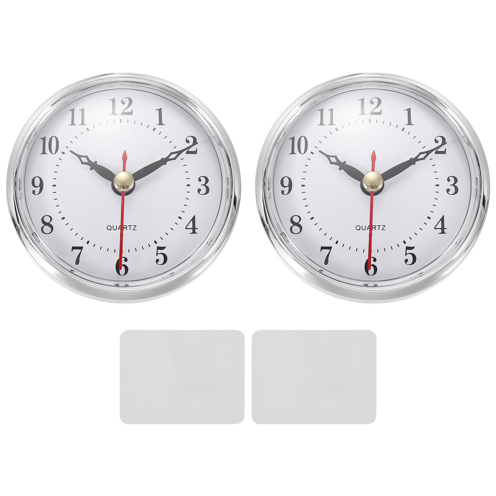 PATIKIL 2 Set Classic Clock Movement, 3.1 Inch/80mm Quartz Movement Insert for Office Home Decor Replacement DIY, Silver (Arabic Numerals,Carved Plastic) โ image 1