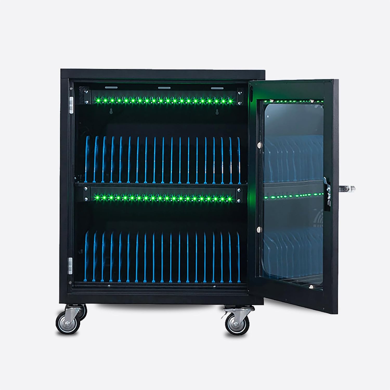 Charging Cart for Tablets - Mobile Storage Cart with Lockable Door, Steel Case, Fits 14" Screens - Ideal for Classroom, Library, Office