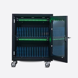 Pre Built Charging Cart,Mobile Charging and Storage Cart - Fits 14" Screen,Steel Case and Lockable Door,Tablet Storage Carts for Classroom/Library/Office/Lockable