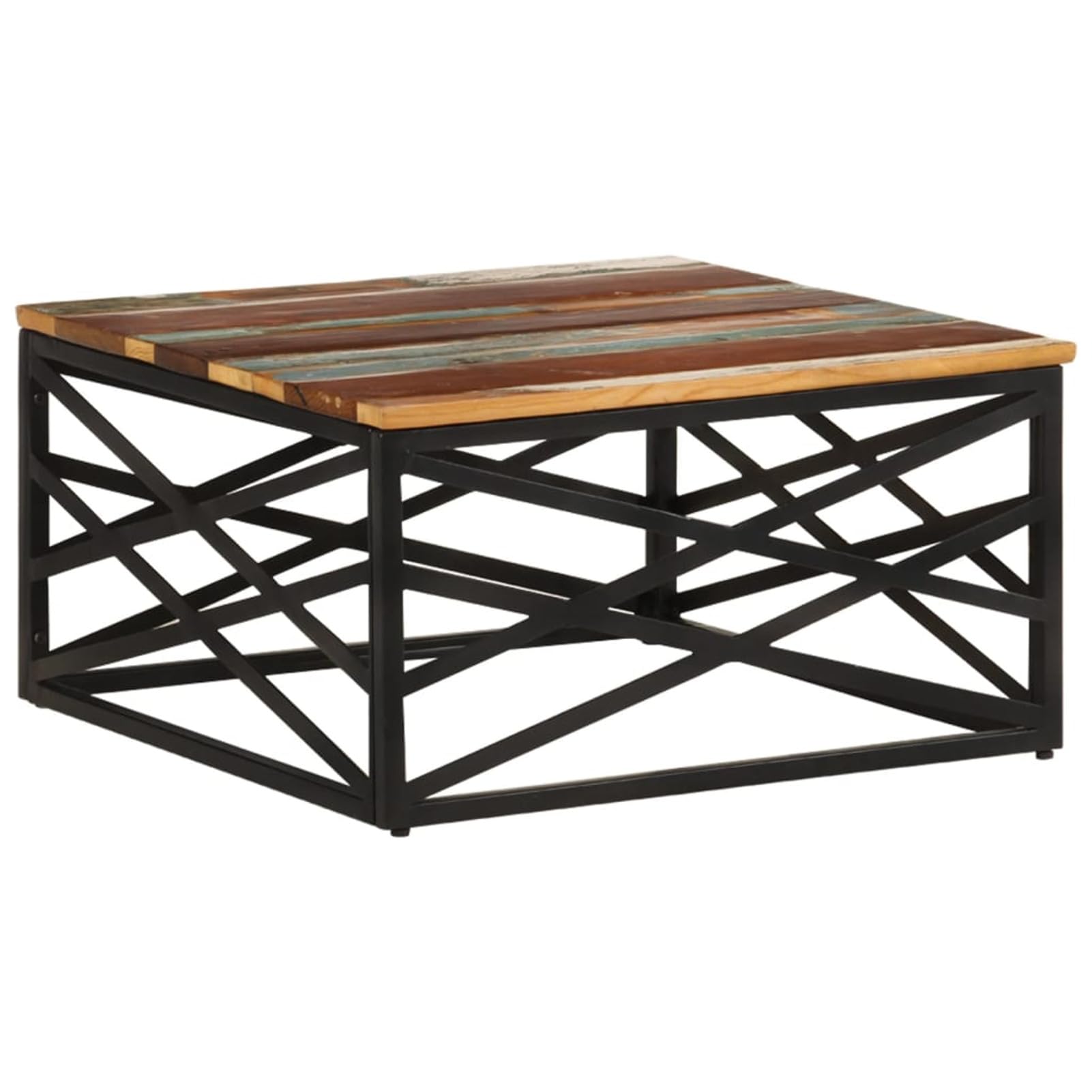 Homgoday Table basse 68 x 68 x 35 cm en bois recyclé massif, table d'appoint pour canapé, table d'appoint pour salon, salle de réception d'invités, chambre à coucher et mobilier de bureau