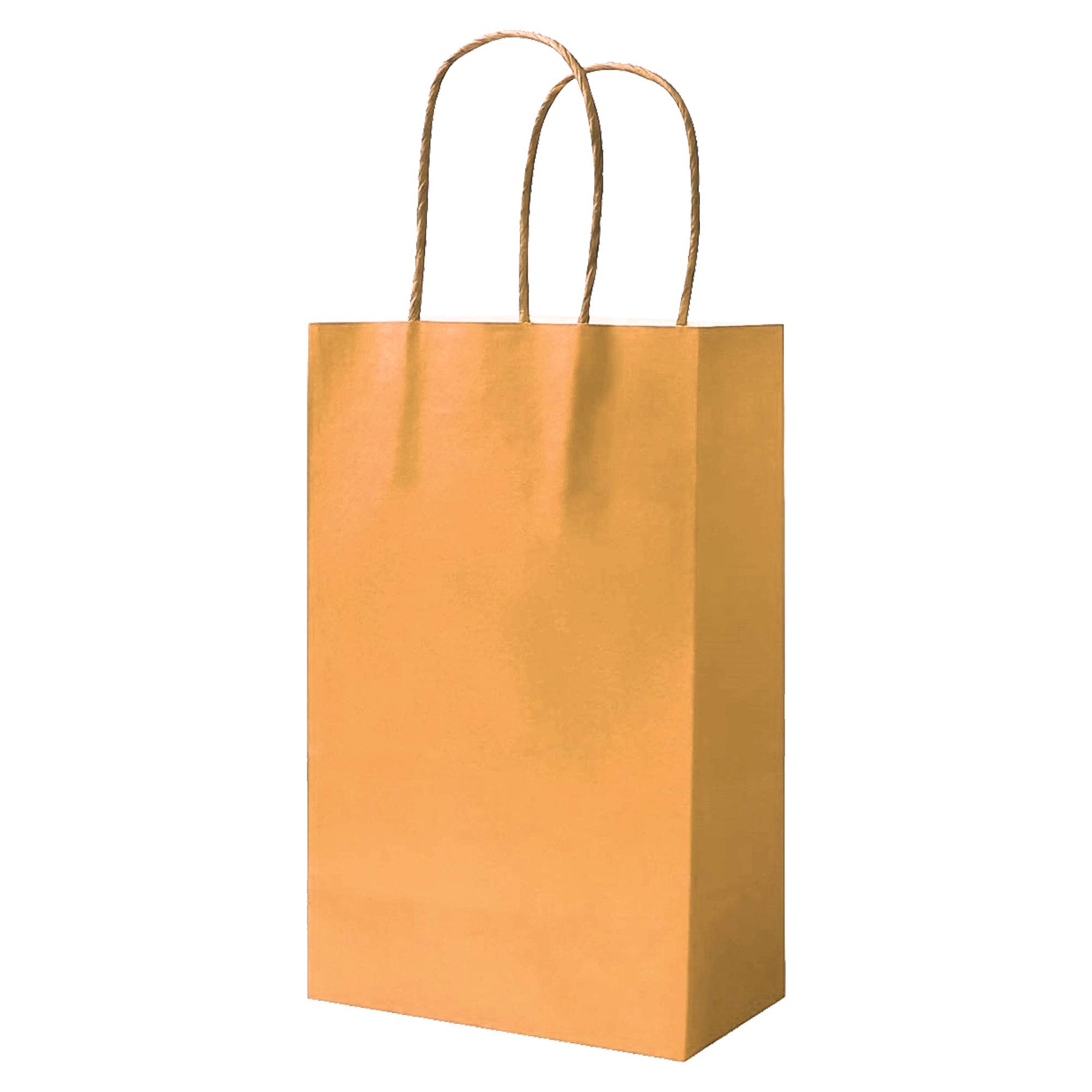 100 Light Gold Party Bags Paper Bags With Handles Paper Gift Bag Paper Bag Carrier Bags Paper Bag Sweet Loot Celebrations Birthday Christmas Halloween Reinforced Twisted Handle (Light Gold - 100 Bags)