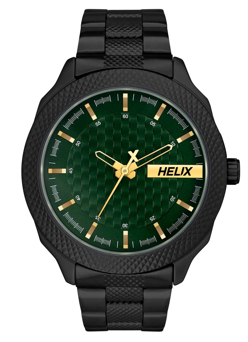 Helix by Timex Green Round Analog Watches for Men | Quartz Movement Stainless Steel Bracelet Men Watches | Upto 30 m Water Resistance with Foldover Clasp Closure | Gift for Men TW034HG13 (B0BCQYZPYL) Amazon Price History, Amazon Price Tracker