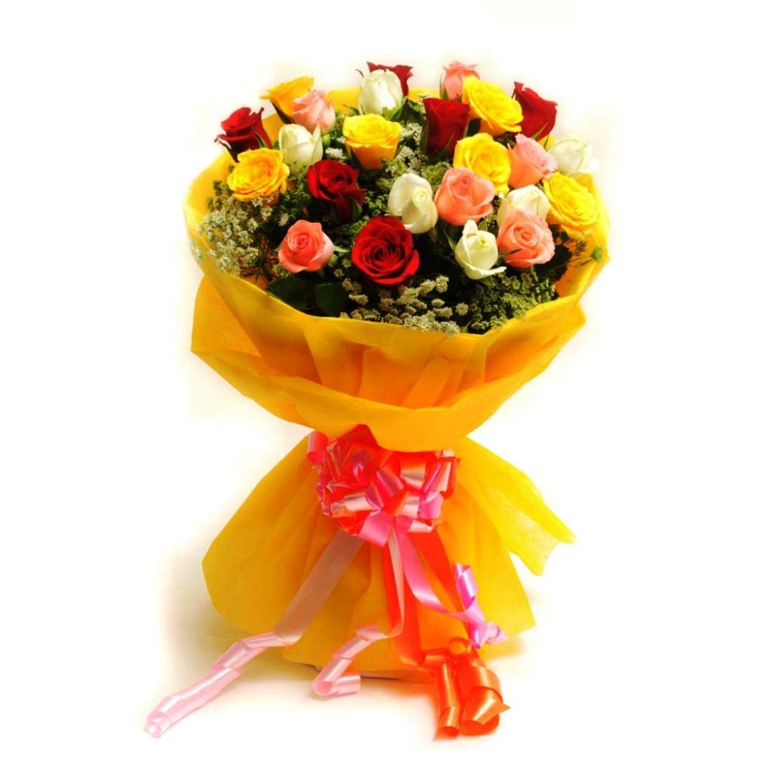 The FloralMart® Mother's Day Special Fresh Flowers Bunch of 12 Multicolour Roses in Paper Wrapping, (Bunch of 12, Multicolour)-image-33