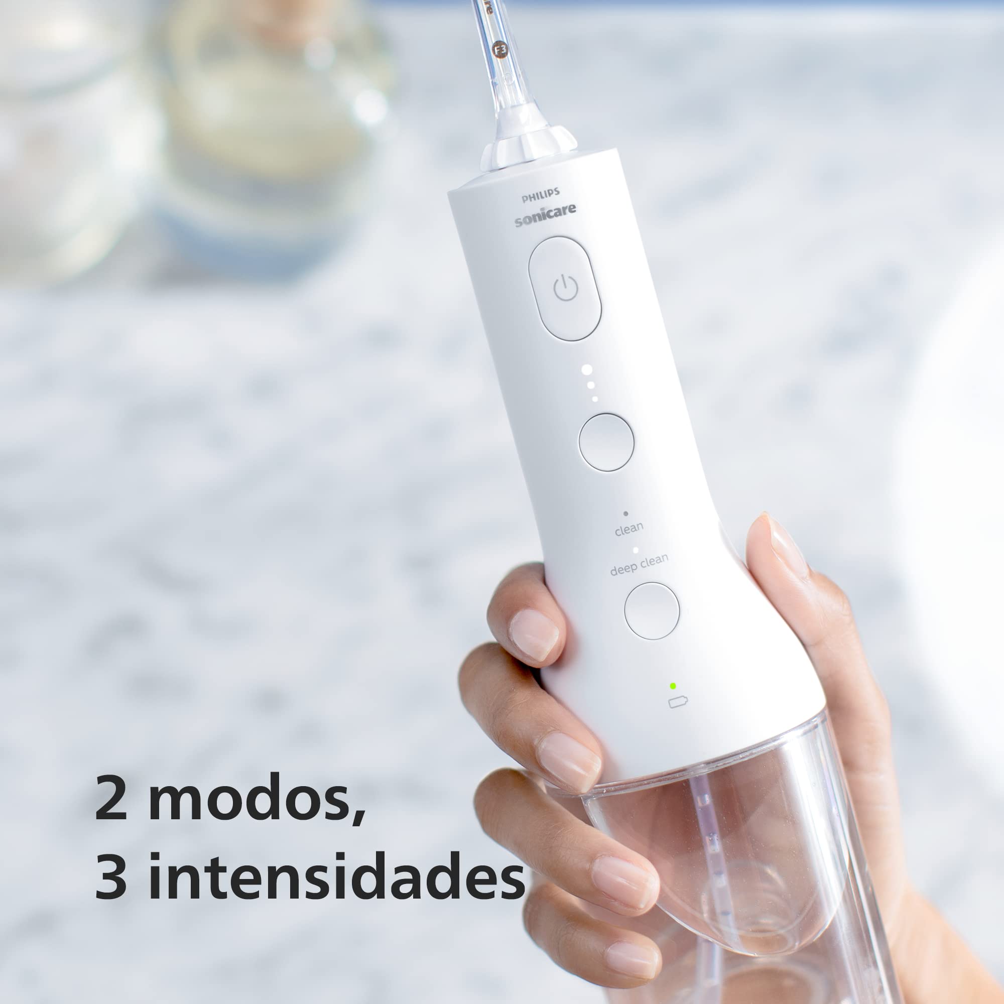Philips Sonicare Cepillo dental eléctrico DiamondClean 9000 e irrigador oral Power Flosser sin cable: limpieza de dientes, encías y eliminación de placa, en blanco (modelo HX3866/41)