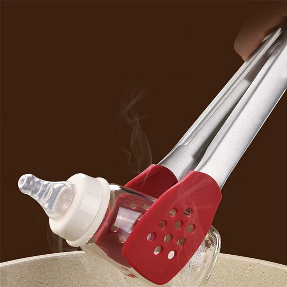 Kitchen Silicone Tong Stainless Steel Heat Resistant Smart Locking Clip for Cooking, Serving, Barbecue, Salad, Ice, Oven