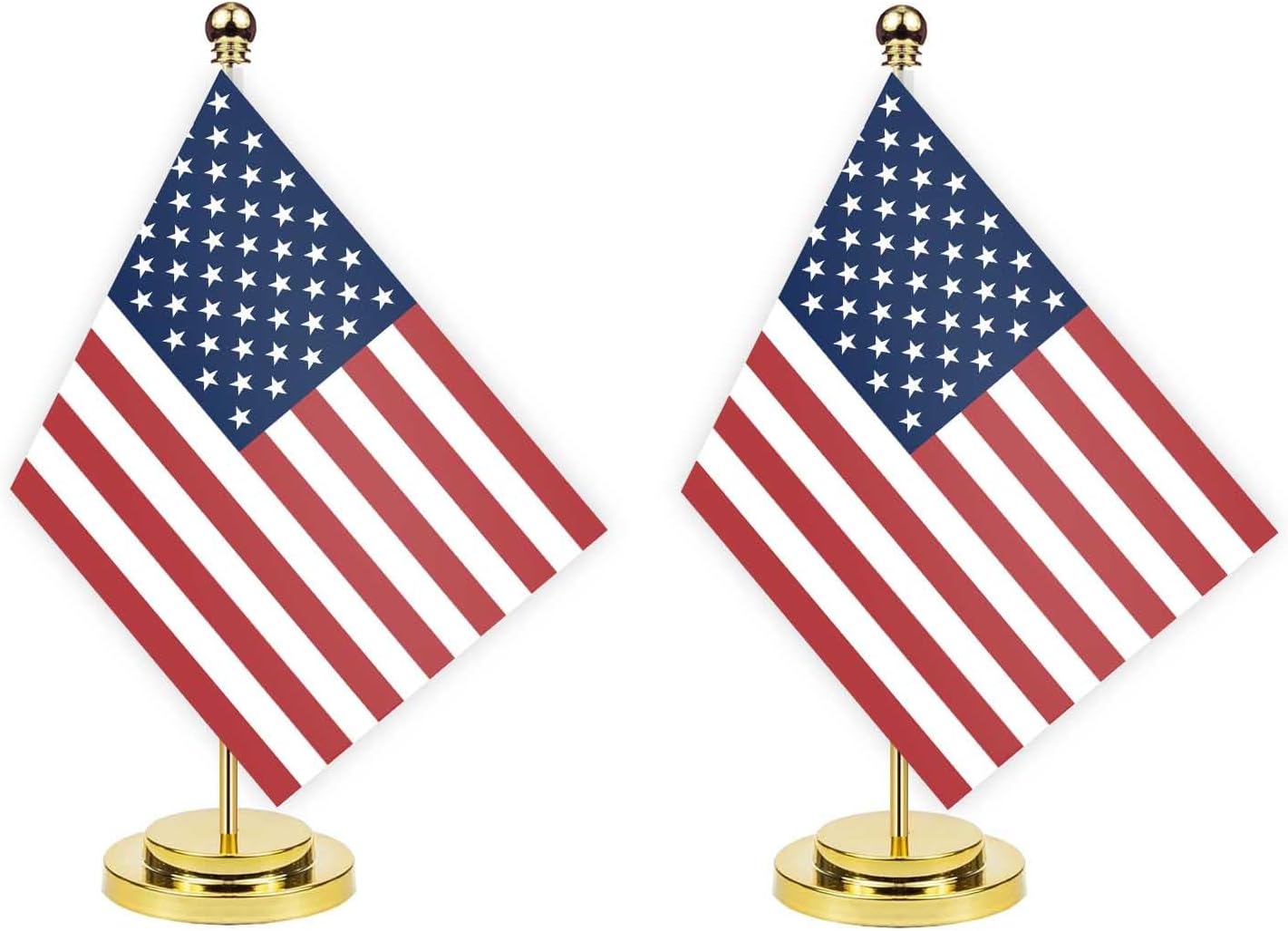 MacLand 2PCS USA United States Desk Flag,12 inch Tall Small America Americans Indoor Banner,US Tiny Printing Decor for Office Home Table