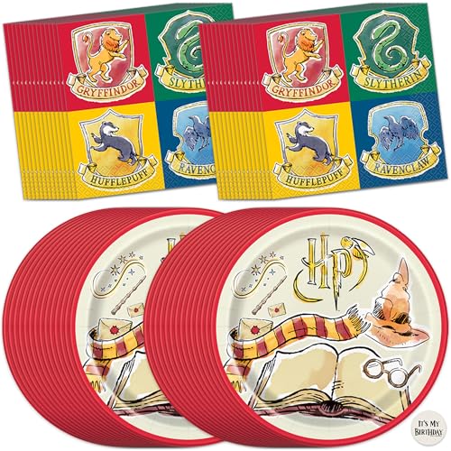 Harry Potter Plates and Napkins for 32 Guests | Harry Potter Birthday Decorations for Party | Officially Licensed