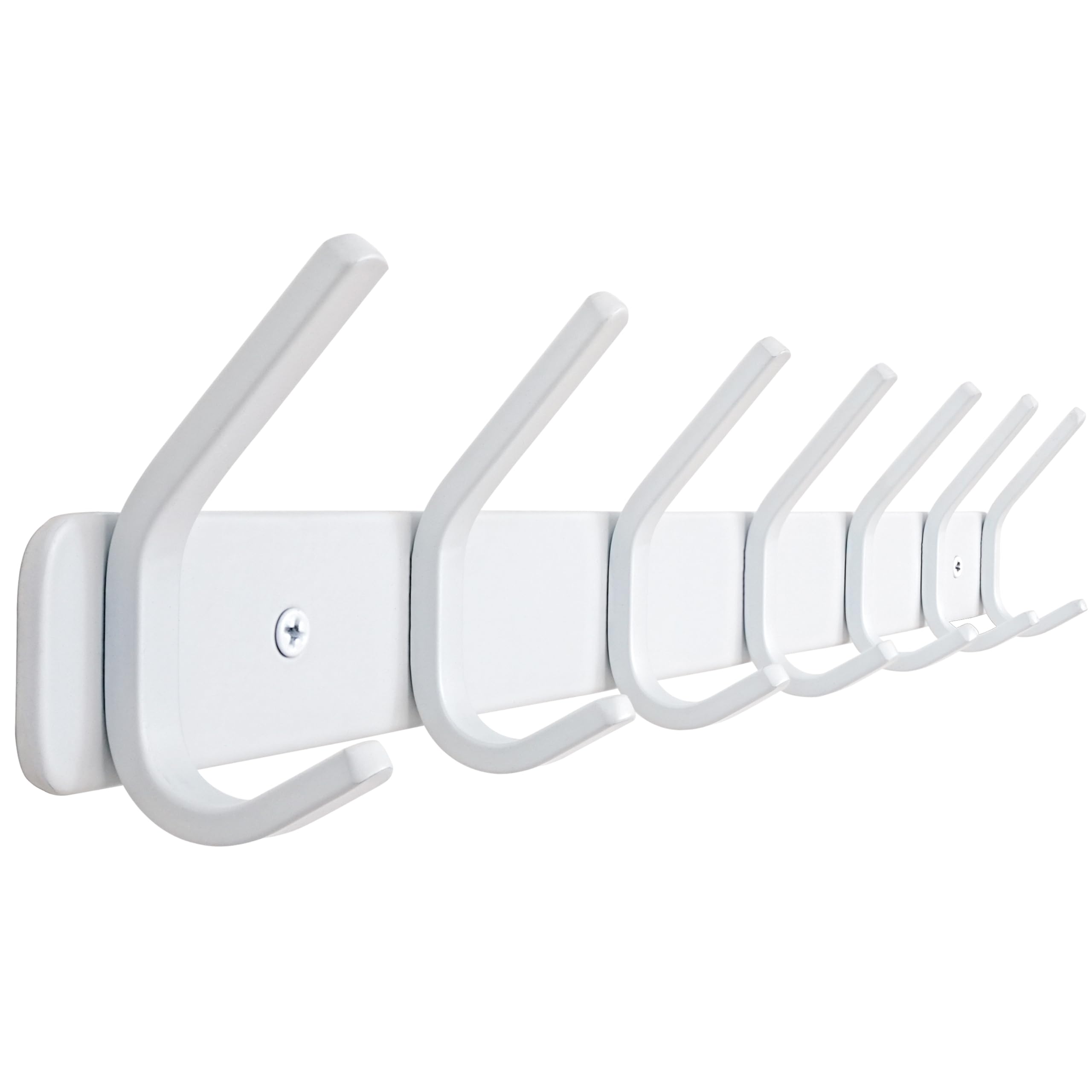 HONSKY Wall Mounted Coat Rack Heavy Duty, 7-Double Hook Metal Towel Rack, Coat Hanger for Entryway Bathroom, Bedroom, White