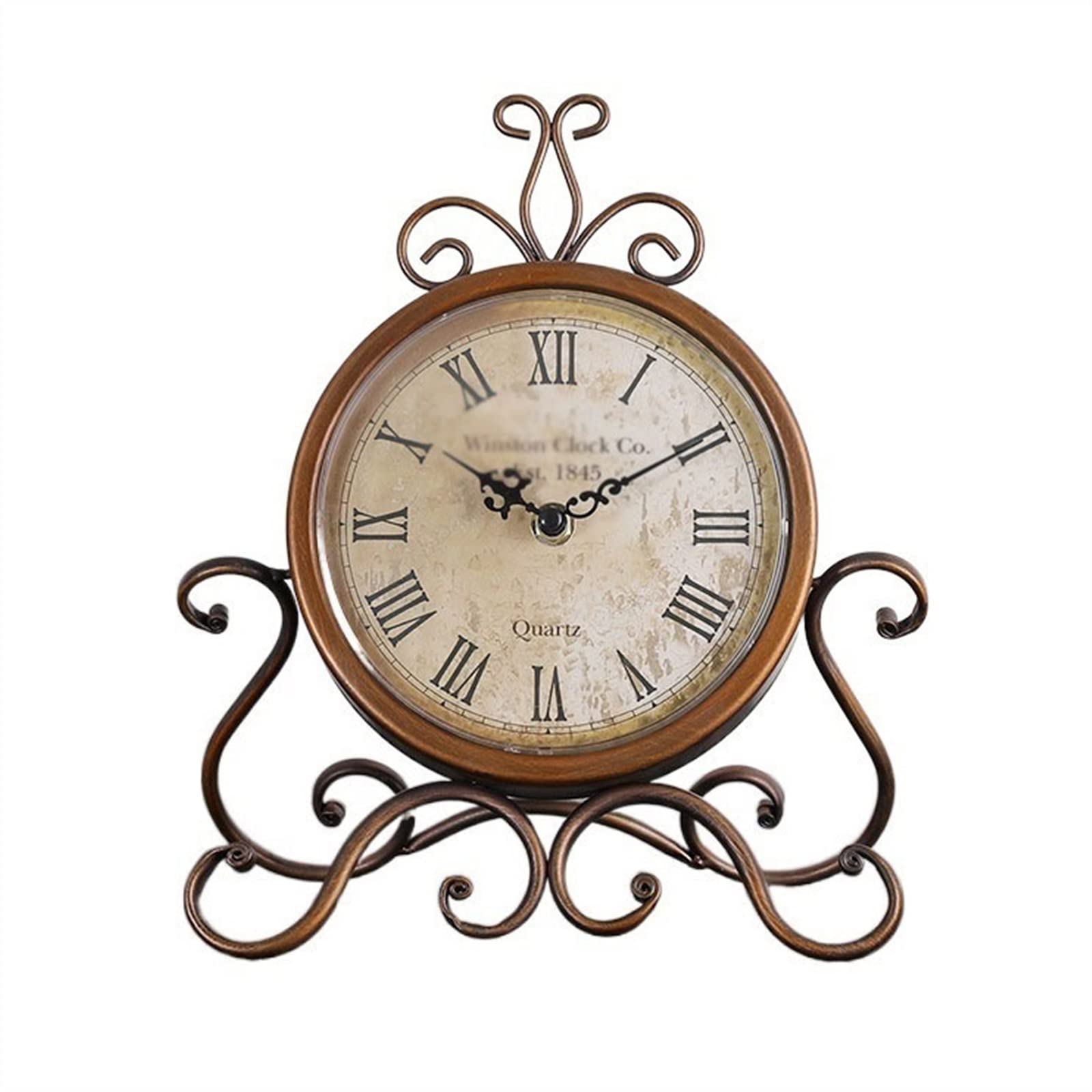 S5b8W3g7 Mantel Clocks European Style Antique Clock Table Top Decoration Home Metal Decorate