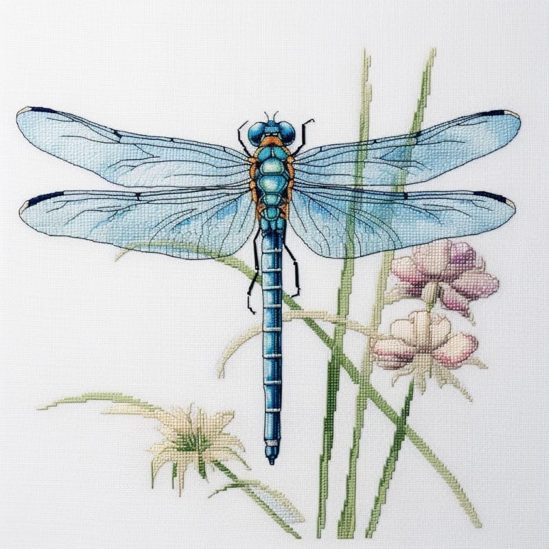 Cross Stitch Kits Counted Kit Cross-Stitching Pattern for Home Decor, 11CT Pre-Printed Fabric Embroidery Crafts Needlepoint Kit 40x40cm -Dragonfly 4