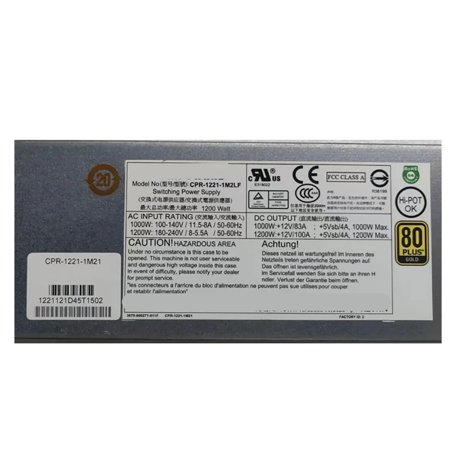 NACODLUL CPR-1221-1M2LF power supply CPR-1221-1M21 1200W