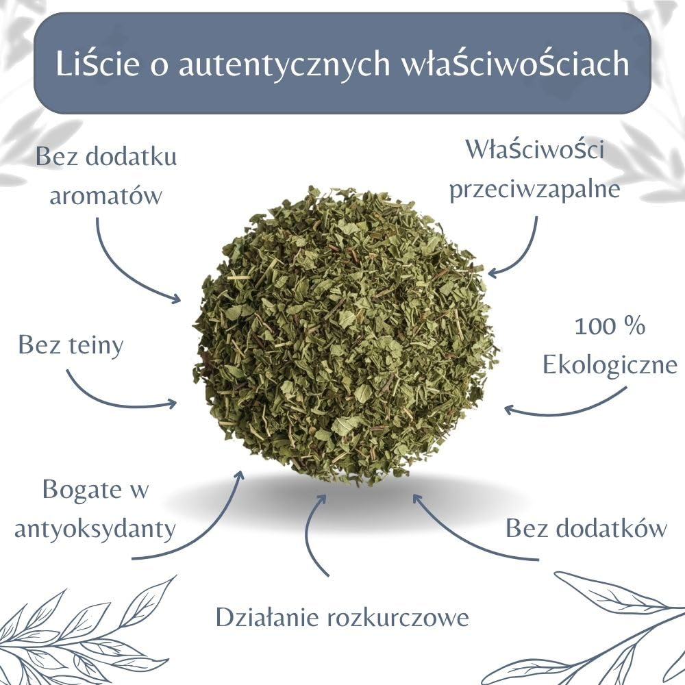 Organiczne luźne liście melisy, relaksująca herbata ziołowa do trawienia, napar kojący, Melissa Officinalis L. - Uprawa ekologiczna (1 kg (500 filiżanek))