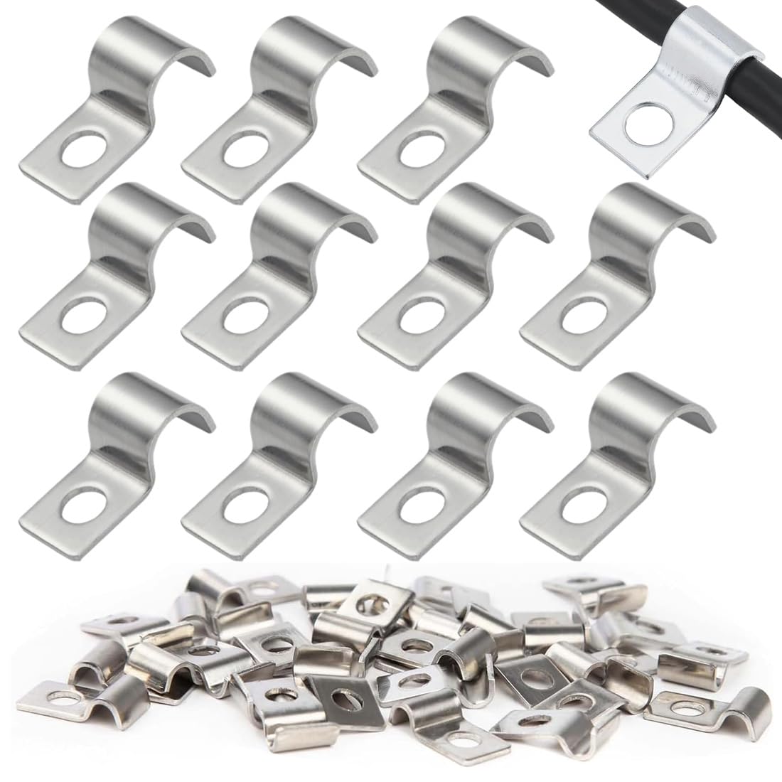 36 Pezzi Collari per Tubi 4mm Fermacavo Unico Foro in Acciaio Inox V2A Supporti a U Morsetti per Tubi Collari Heavy Duty Fissaggi per Cavi Ø 4-5mm Tubazioni per Acqua Tubi PVC Installazione