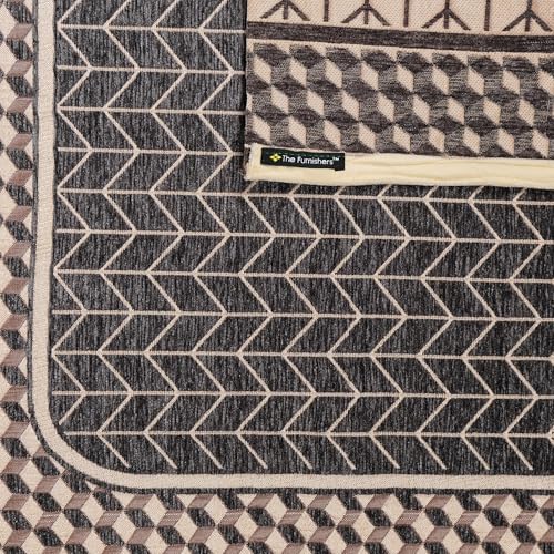 Image of Dark Grey Chenille Woven Anti-Slip 5 Seater Sofa Cover | L-Shape Sofa Seat Protector for Living Room | Durable & Stylish Slipcover - Dark Grey - 3D
