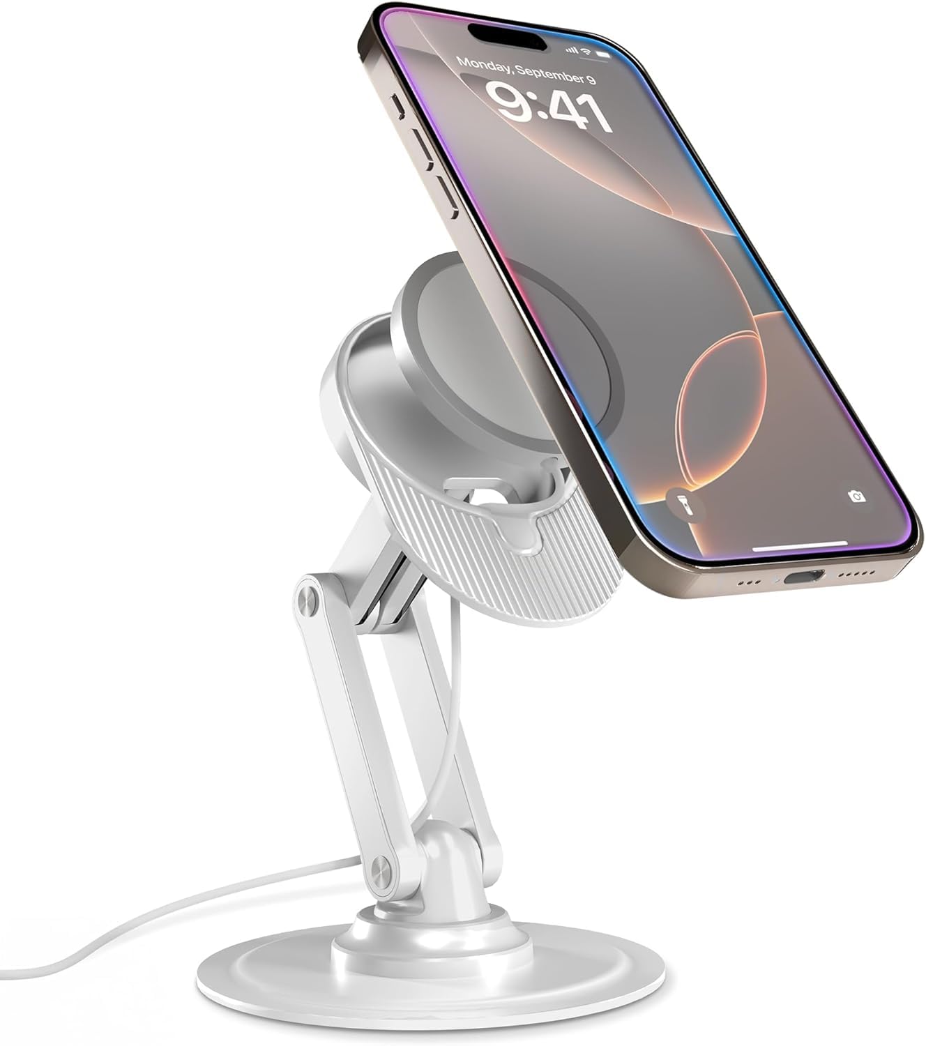 Cooper 360 MagBase Apple MagSafe充電器 (充電器別売 スタンドのみ) magsafe スマホスタンド マグセーフ iPhone 17 Pro Max, 16,15,14,13,12 AirPods, スタンバイモード 卓上 折りたたみ 360°回転(クリームホワイト)