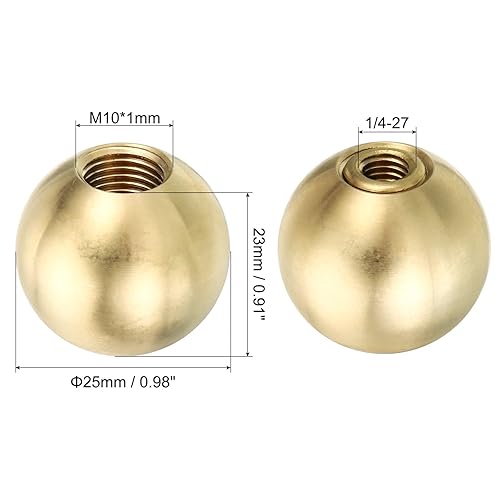 Miniatura 16 de PATIKIL Perilla de tapas de lámpara de bola de latón de 0.689 in/0,69 pulgadas, juego de 4 unidades, pantalla de lámpara, decoración superior