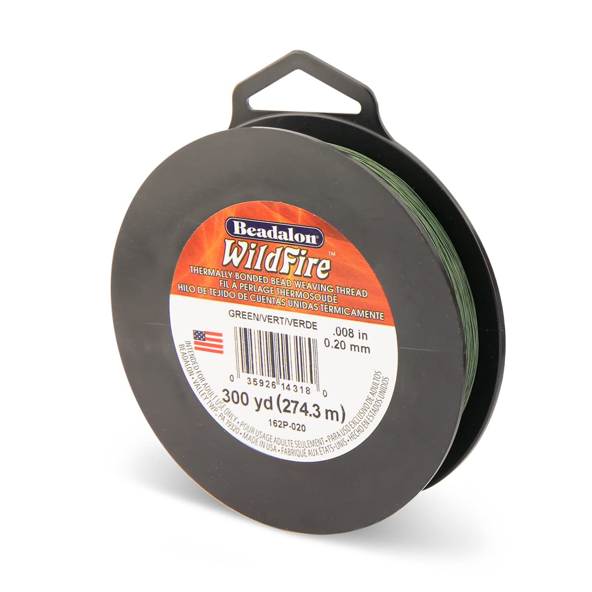 Fil perlé thermocollé Vert Beadalon pour création de bijoux et enfilage de perles