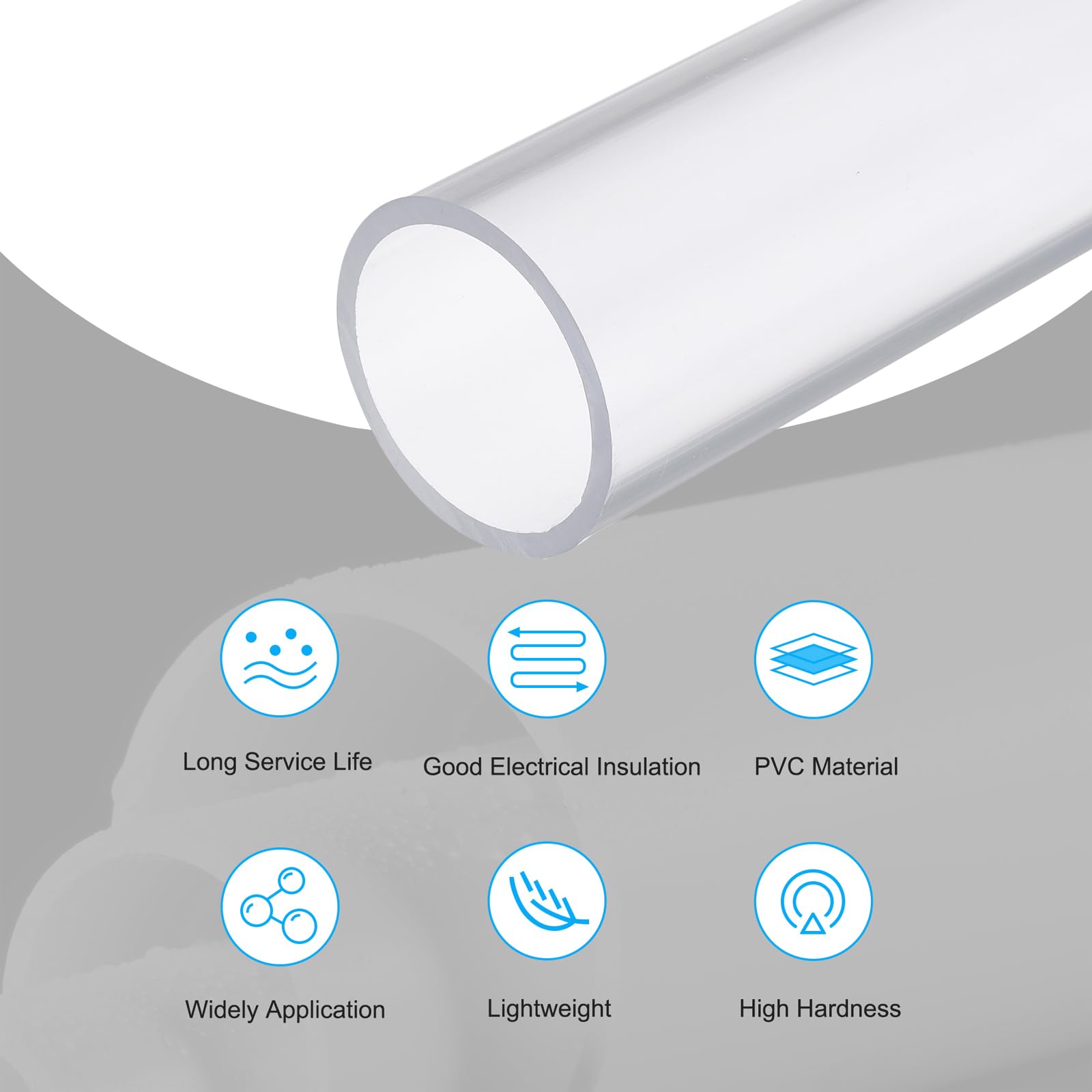 Harde pvc-slang, transparant, 55 mm, ID, 63 mm, OD, 14 inch, zeer sterk