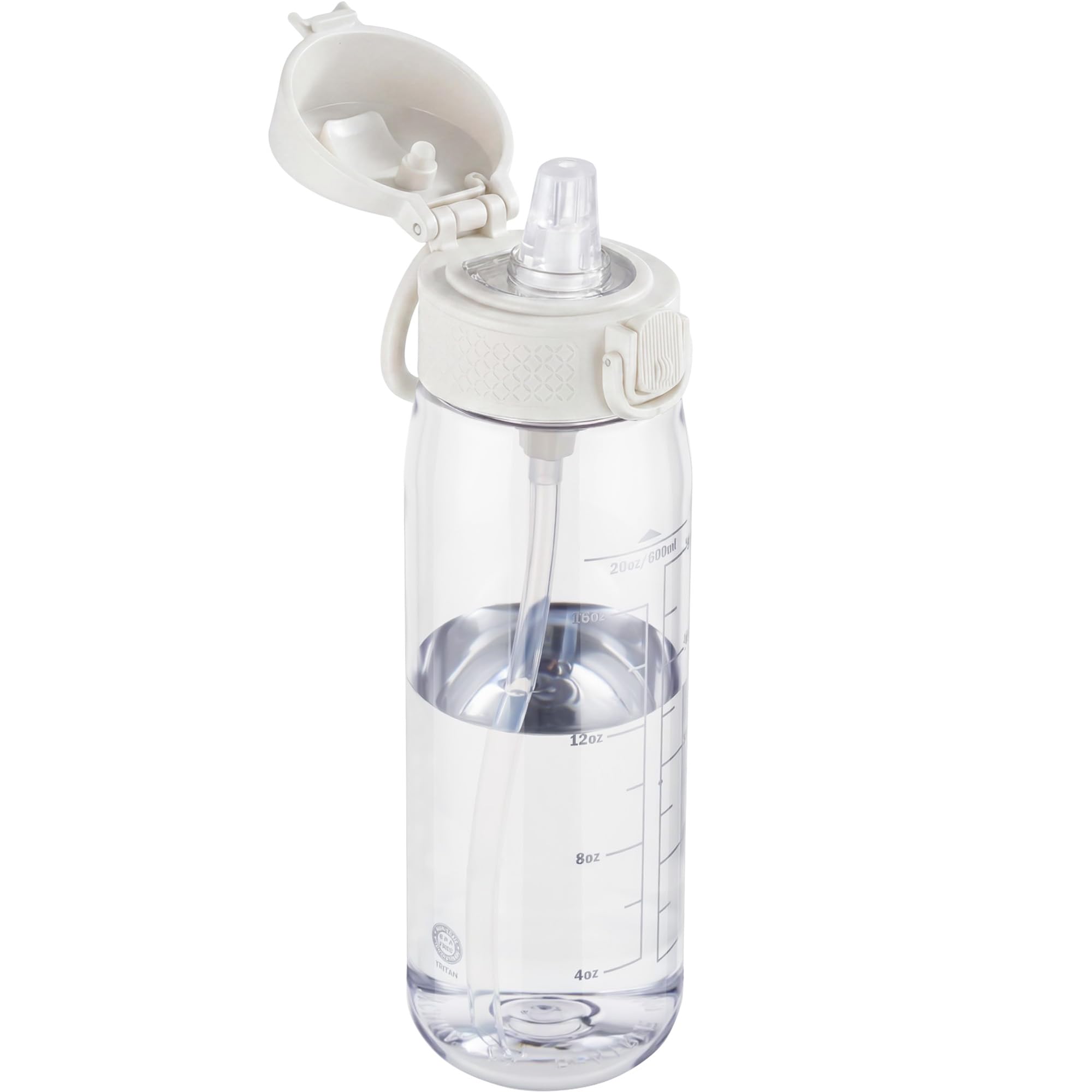 OLDLEY 600ml/20oz Water Bottles with Straw Leakproof Tritan Water Bottle with Handle BPA Free Time Marker Sports Drinking Bottle for School, Travel, Sports (Transparent)