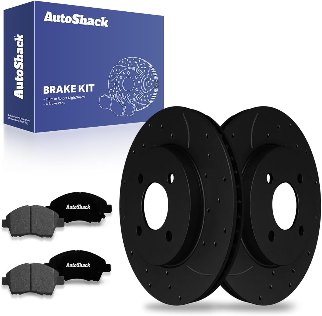 AutoShack Front Brake Rotors & Ceramic Pads for Nissan, Versa 2012-2019 Versa Note 2014-2019, FWD L4 1.6L - Silver Zinc Coated Drilled & Slotted - SilverShield Pro - 10.24" (260 mm), 4-Lug