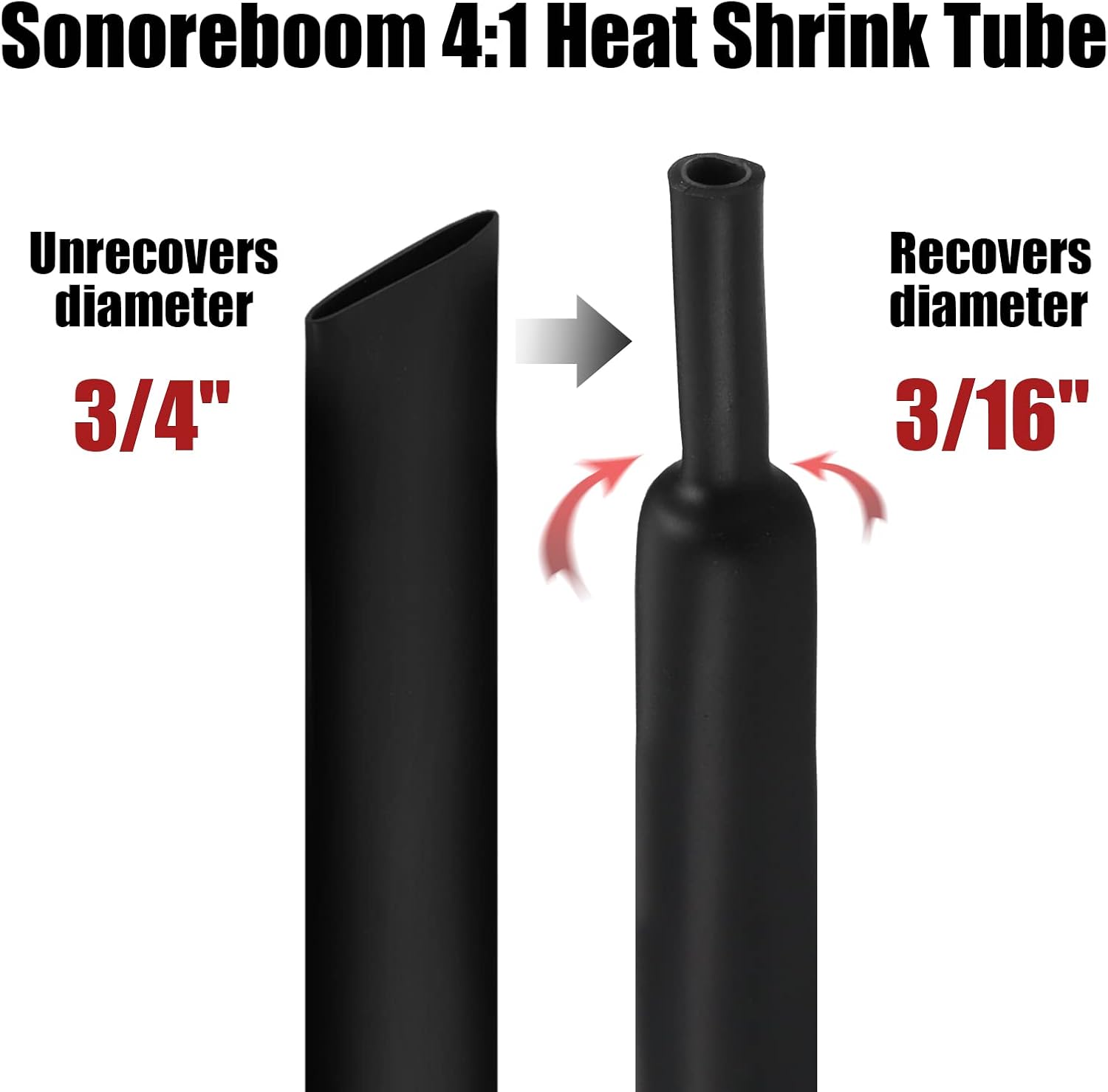 4:1 Heat Shrink Tubing Roll Black 3/4" - 24ft Waterproof Seal Shrink Tubes Thick Dual Walls Shrink Tube for Cables Wires