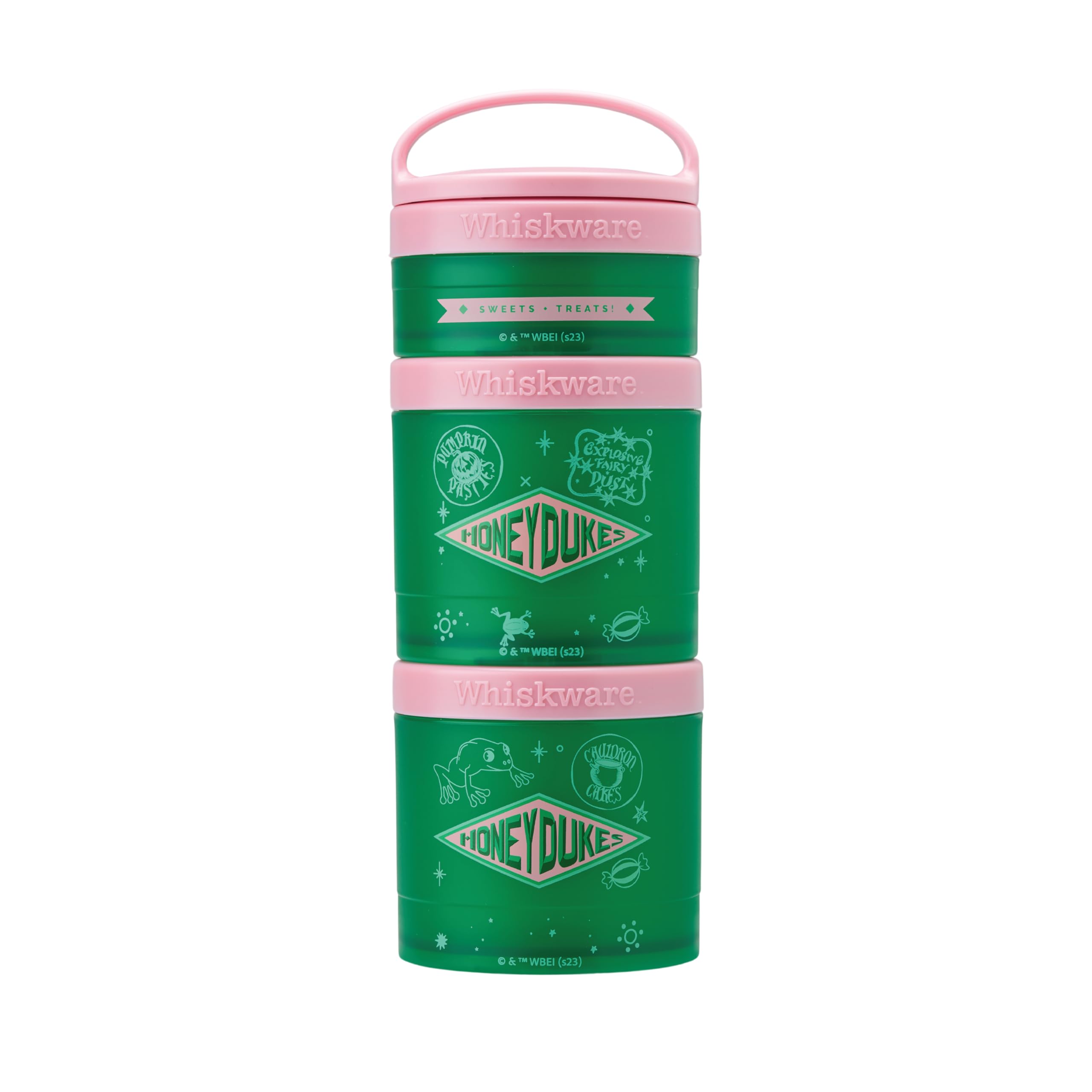 Whiskware Harry Potter Stackable Snack Containers for Kids and Toddlers, 3 Stackable Snack Cups for School and Travel, Sweet Treats! Honeydukes!