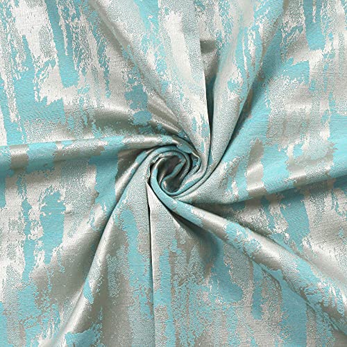 Image of Story@Home Bloom Collection Jacquard Lavish and Modern Rich Textured Solid 4 Piece Eyelet Ring top Window Curtain for Bedroom and Hall - 5 Feet, Sky Blue
