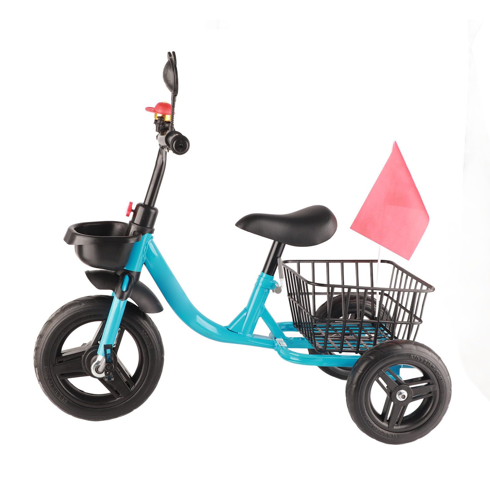 Triciclo para Niños con Cestas de Almacenamiento Delanteras y Traseras, Diseño Bonito y Cómodo para Niños de 2 a 6 Años, Material Metálico (Azul)