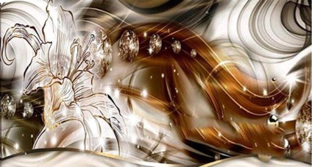 Diamant peinture 5D point de croix fleur or art mural anti-stress