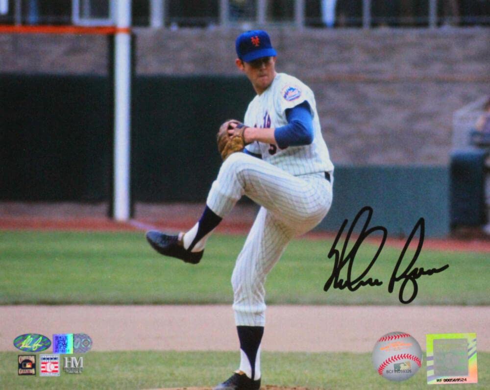 Nolan Ryan Autographed New York Mets 8x10 Wind Up Photo- AIV Hologram - Autographed MLB Photos