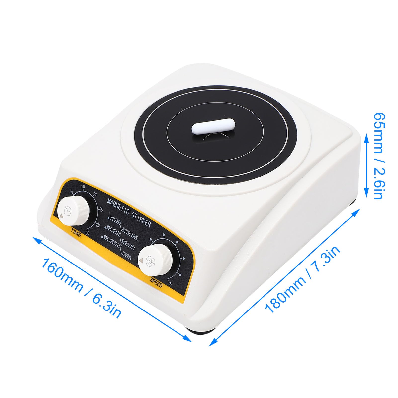 Brrnoo Agitatore Magnetico da Laboratorio 150-2200 Giri/min Miscelatore con Piastra di Agitazione con capacità di 1000 Ml Promemoria Cicalino Timer Motore 8 W per (Spina europea 100-240V)