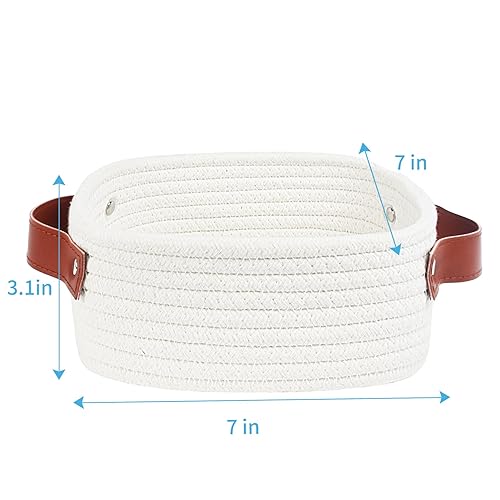 Miniatura 2 de ABenkle Cesta de almacenamiento pequeña, mini cestas, bonita cesta tejida de cuerda para organizar, estante cuadrado con asa, cubo de juguetes