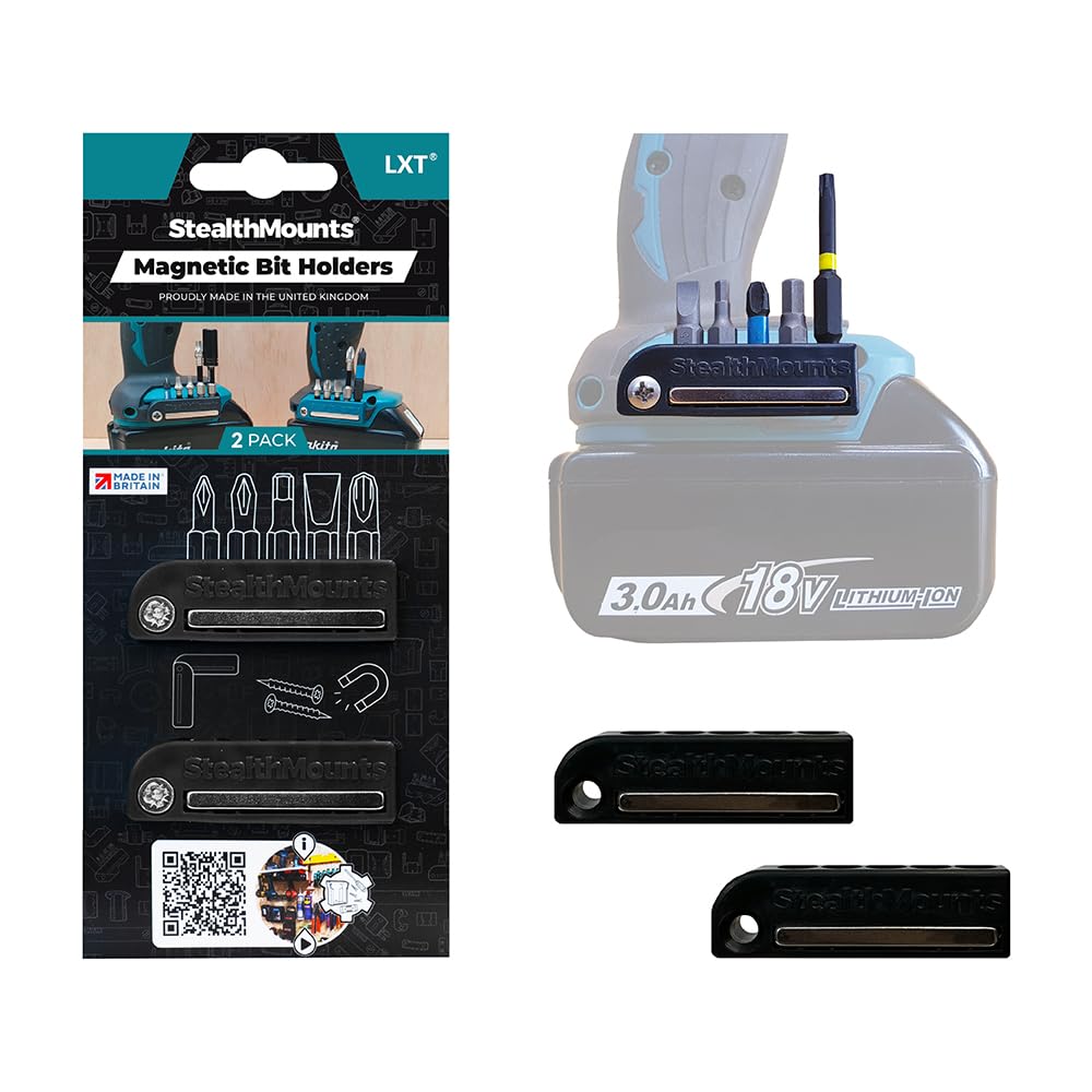 Stealthmounts Black Makita Magnetic Bit Holder | Drill Bit Organiser | Perfect Bit Holder For Makita Drills And Impacts (2 Pack) 728488325834