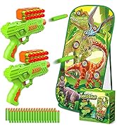 Dinosaur Shooting Game Toys for 5 6 7 8 9 10+Years Old Boys & Girls,2 Foam Dart Toy Guns and Dino...