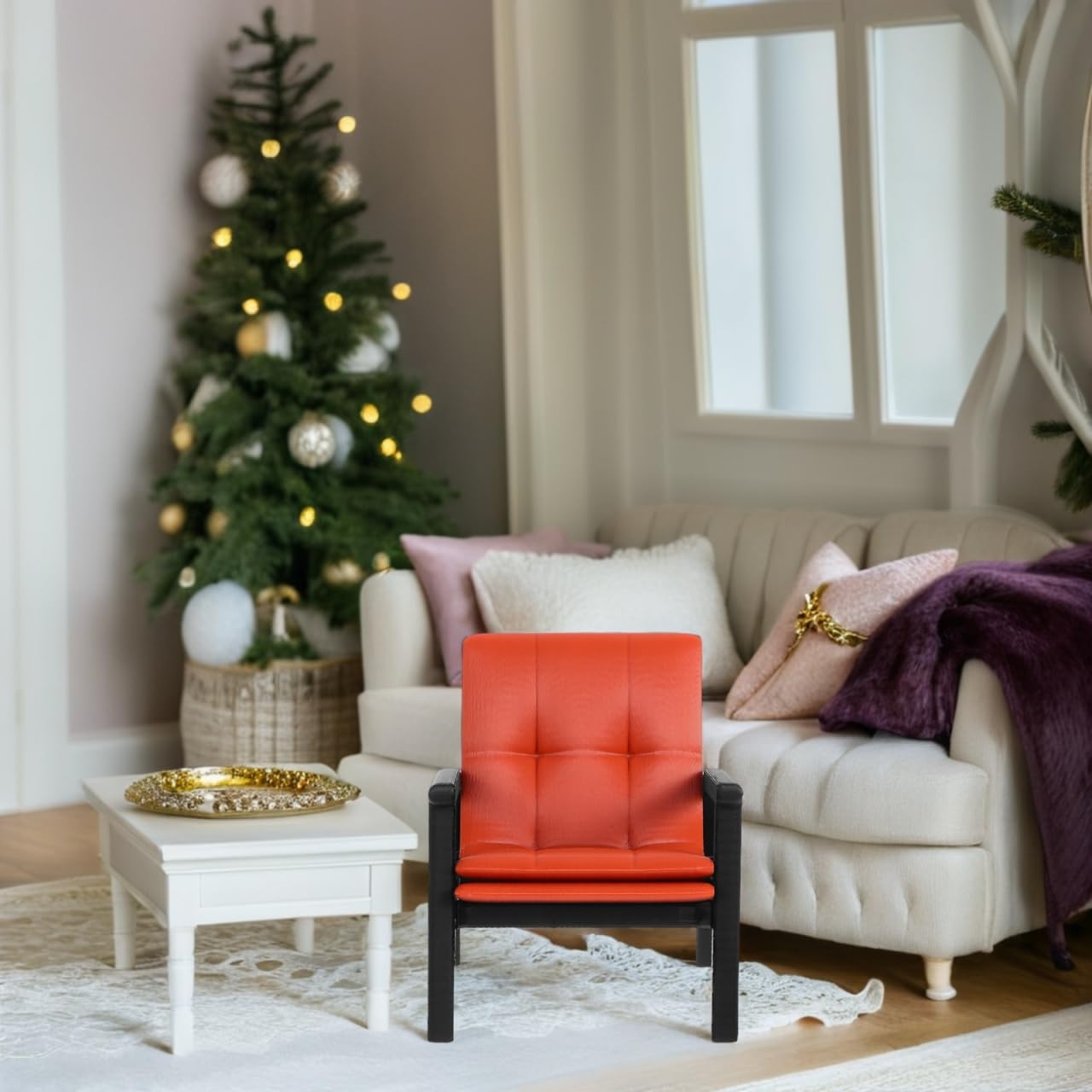 Zerodeko Miniaturowy fotel, pojedyncza sofa, fotel 1:12, miniaturowe meble, akcesoria, meble, dekoracja, urodziny, wesele, przyjęcie