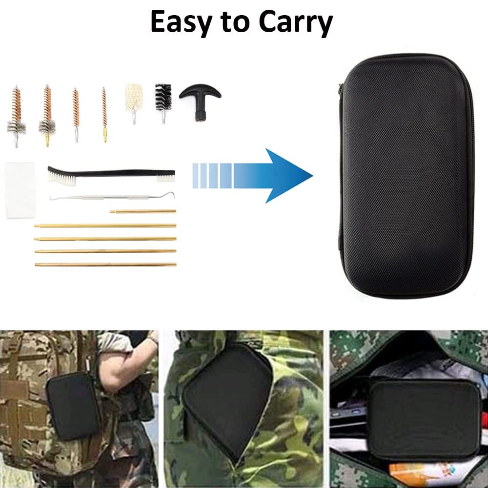 Kit de Limpieza Universal para Pistola Rifle 17 Piezas Cepillos Tubo Trapeador .22/.357/.38/9mm/.40/.45