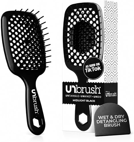 FHI HEAT Unbrush Wet & Dry Vented Detangling Hair Brush, Black