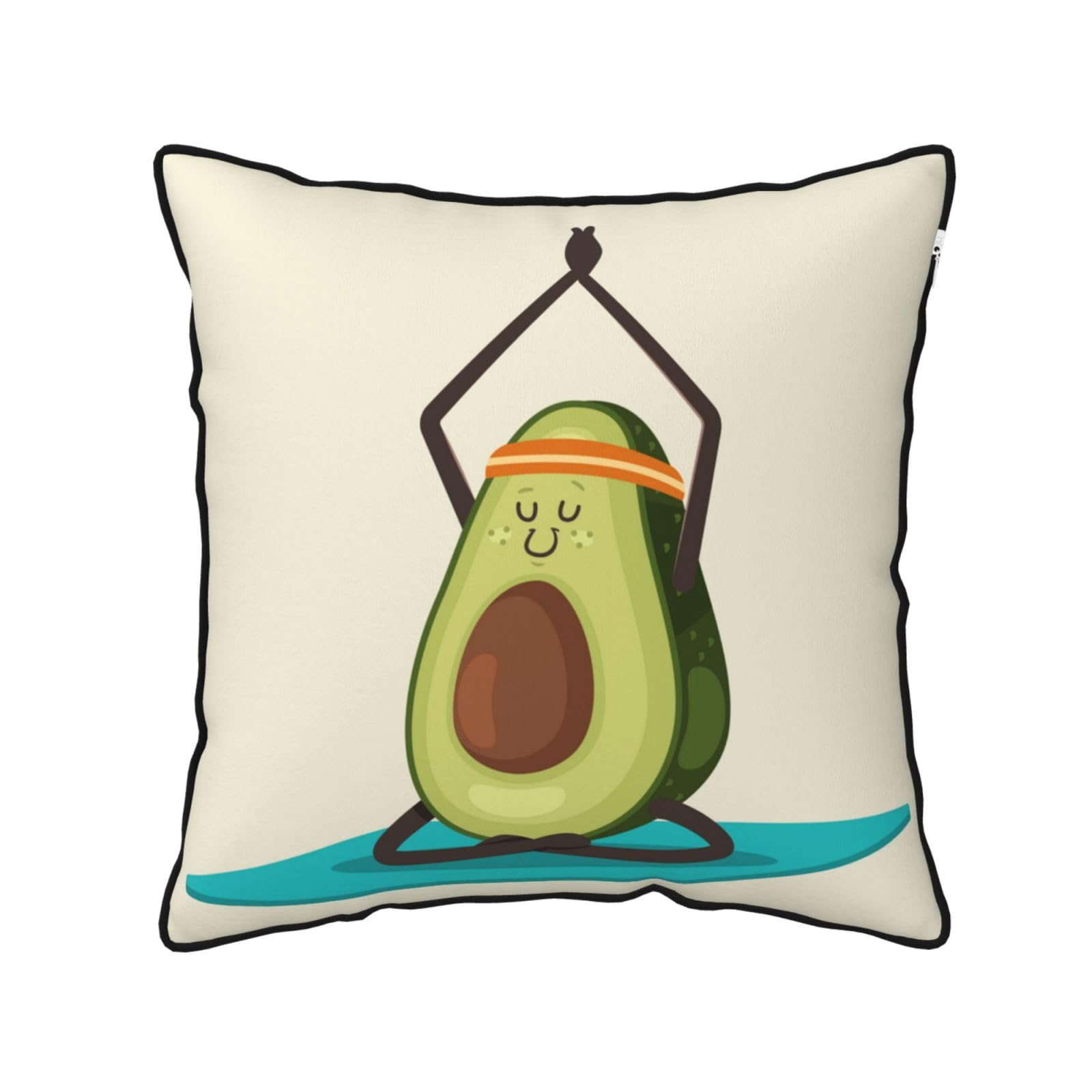FZGGWYHL Cute yoga Avocado printed Velvet Throw Pillow Cover Pillowcase