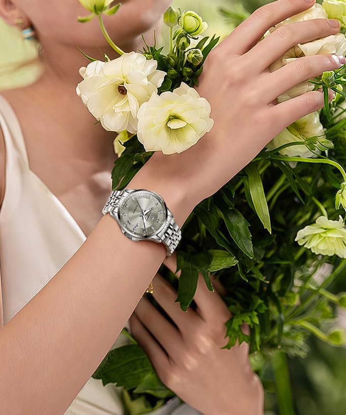 OLEVS Womens Automatic Watch Diamond Luxury Date Ladies Dress Classic Self Winding Wrist Watches Luminous Waterproof3