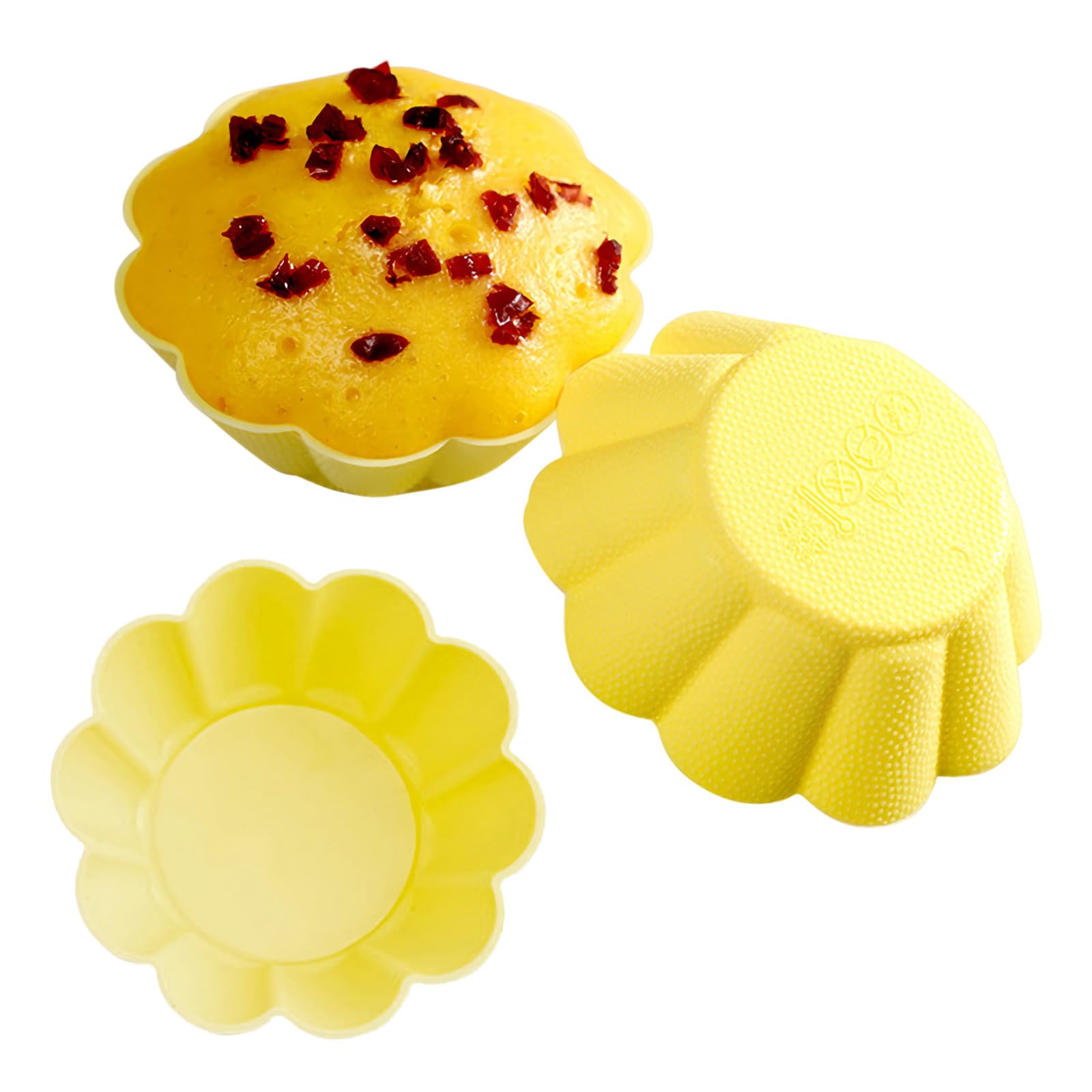 12er Pack Silicone Cupcake Molds,Reusable Baking Cups Molds Washable for Oven Microwave Dishwasher (Flower shape)