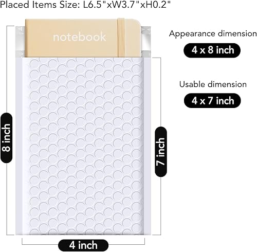 Miniatura 2 de Fuxury Paquete de 200 sobres de burbujas blancos de 4 x 8 pulgadas, sobres acolchados impermeables autosellados, tamaño utilizable, sobres