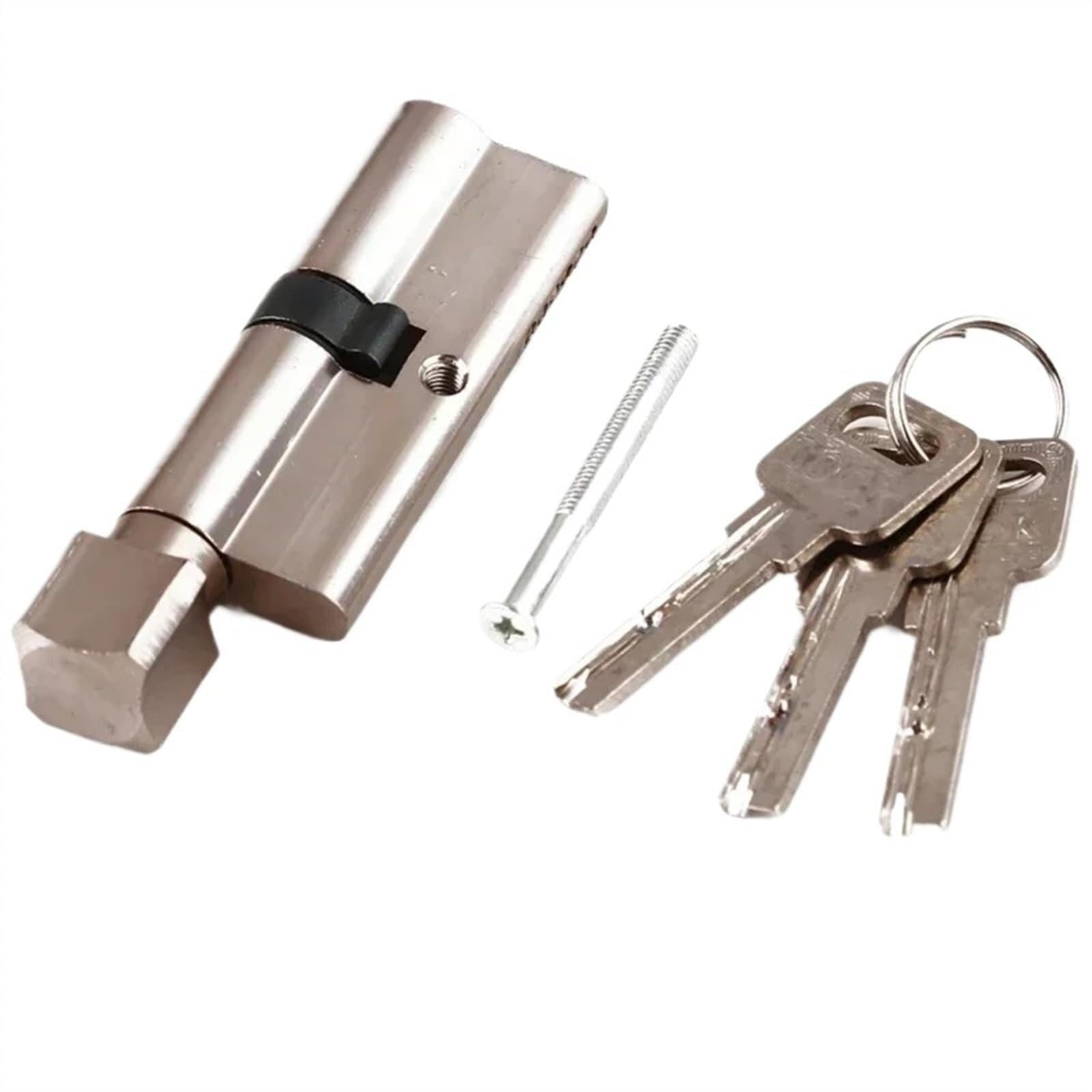 Barrel Lock Door Cylinder Biased Lock AB Key Anti Theft Entrance Brass Lengthened Core Extended Keys(Silver)