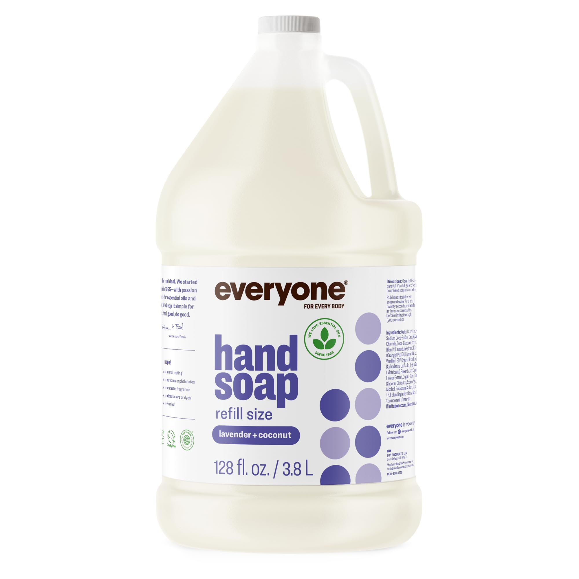 Everyone Liquid Hand Soap Refill, 1 Gallon, Lavender and Coconut, made with Essential Oils for kitchen and bathroom
